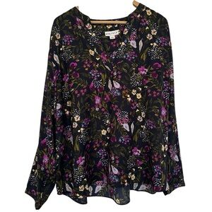 Ava‎ & Viv Dark Floral Blouse size 2X